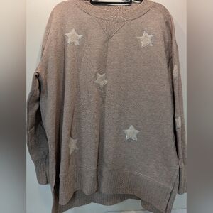 Maurices Taupe Star Patterned Sweater